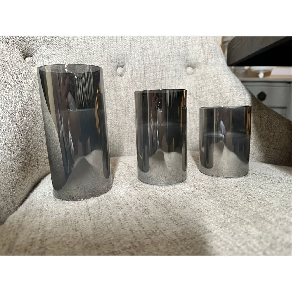 3 Silver and White Flameless Candles With Remote New in Box